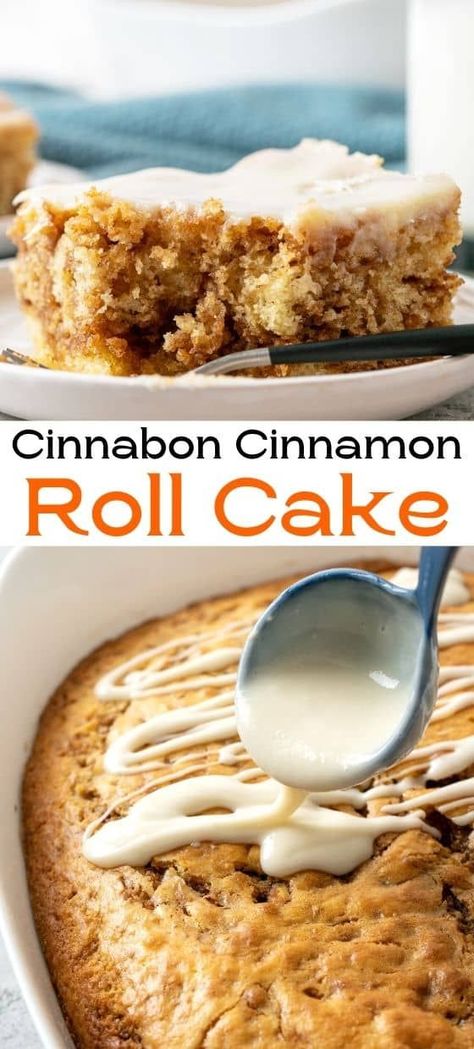 This is a light, fluffy, soft, and sweet Cinnabon Cake. It has an amazing cinnamon flavor and delicious taste. I like cinnamon rolls, but more often, I have no desire and no free time to cook them. This cinnamon cake recipe is way easier and quicker. Cinnabon Cinnamon Roll Cake, Cinnabon Cake, Cinnamon Roll Cake Recipe, Cinnamon Cake Recipes, Roll Cake Recipe, Cinnamon Cake, Cinnamon Roll Cake, Cinnamon Recipes, Cinnamon Rolls Homemade