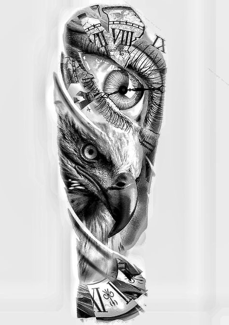 Eagle Tattoo Design, Tattoos Masculinas, Animal Sleeve Tattoo, Hyper Realistic Tattoo, Half Sleeve Tattoos Drawings, Manga Tattoo, Eagle Tattoos, Greek Tattoos, Eagle Tattoo