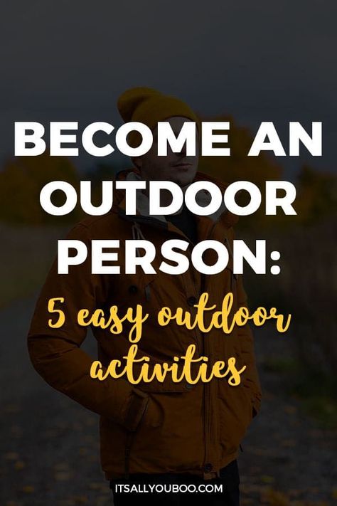 Want to know how to become an outdoor person? Ready to start outdoor activities? Click here for how to be an outdoorsy person, including a guide to starting five easy outdoor activities. Learn how to start biking, camping, hiking, kayaking/canoeing, or skiing as a beginner. You can leave your comfort zone and try new things in nature. #Outdoorsy #Nature #Hiking #HikingTips #Biking #Kayaking #Skiing #Canoeing #GetOutside Easy Outdoor Activities, Outdoorsy Lifestyle, Mental Health Plan, Outdoor Hobbies, Outdoors Lifestyle, Benefits Of Sports, Balance Life, Camp Activities, Getting Outside