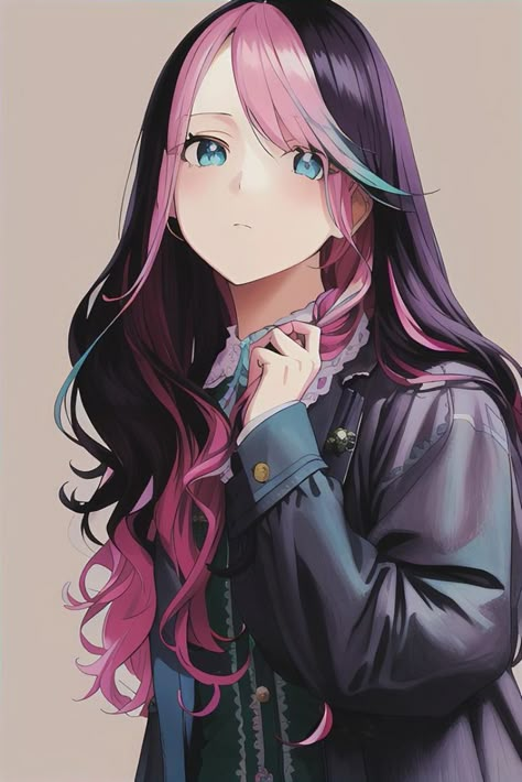 Anime Hair Color Ideas, Brown Hair Blue Eyes Girl, Under Hair Dye, Two Color Hair, Black Hair Ombre, Anime Hair Color, Red Hair Blue Eyes, Anime Red Hair, Black Hair Blue Eyes