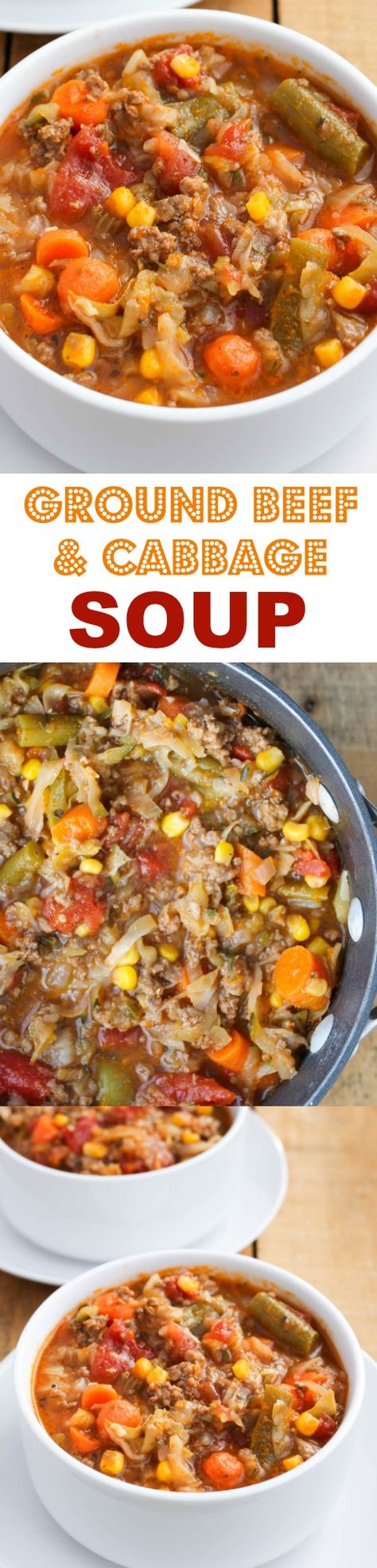 Ground Beef and Cabbage Soup - a quick, easy and budget-friendly soup recipe that's great for using up garden vegetables and frozen produce! Ground Beef And Cabbage Soup, Cabbage Crockpot, Crockpot Ground Turkey, Beef And Cabbage Soup, Soup Cabbage, Beef Cabbage Soup, Ground Beef And Cabbage, Beef And Cabbage, Garden Vegetables