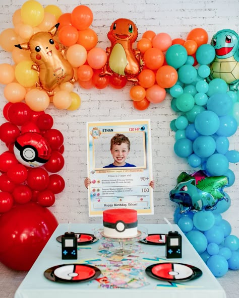 Pokémon Birthday Party, Pokemon Birthday Party Ideas, Pokemon Balloons, Pokemon Party Decorations, Pokemon Themed Party, Pokemon Birthday Cake, Pokémon Birthday, Pokemon Cake, Boy Birthday Party Themes