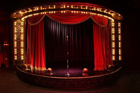 Theatre Curtains, Stage Curtains, Pub Interior, Jazz Bar, Theatre Stage, Theatre Design, Dance Club, Red Curtains, Circus Theme