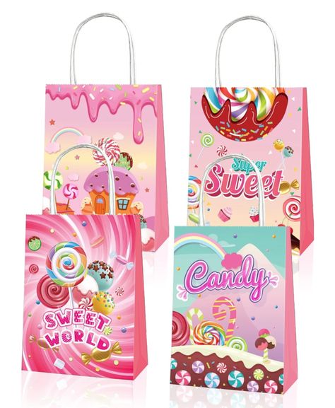 QYCX Lollipop Party Decorations-12 Pcs Sweet Lollipop Gift Bags-Candyland Gift Bags #party #kidsparty #candy #candyland #candylandparty #partydecorations #decorations #birthdayparty #kidsbirthdayparty #partyideas Candy Party Decorations, Chocolate Bag, Candyland Theme, Kids Invitation, Bouquet Party, Lollipop Party, Bag Holders, Lollipop Candy, Candyland Party