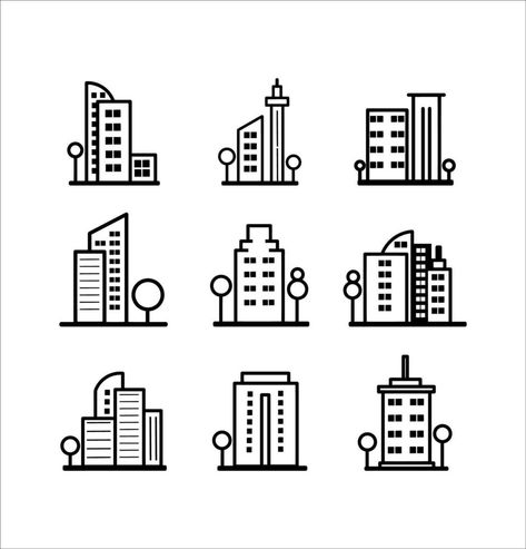 Collection of Doodle Building Skyscrapers Line Art illustrations Doodle Art Buildings, Buildings Doodle, Building Doodles, Architecture Doodle, Doodle Buildings, Building Doodle, City Doodle, Outline Pictures, Planner Doodles