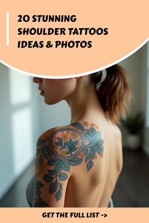 20 Stunning Shoulder Tattoos Ideas & Photos Shoulder Plate Tattoo, Draping Shoulder Tattoo, Women Tattoos Shoulder, Feminine Shoulder Tattoo Half Sleeves, Shoulder Cap Tattoo For Men, Over Shoulder Tattoo, Tattoo Shoulder Women, Shoulder Arm Tattoo, Feminine Shoulder Tattoos