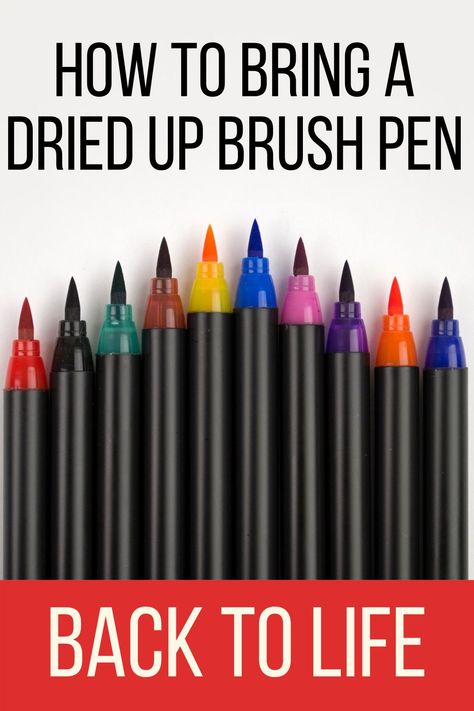 If you have dried out brush pens that need new life, learn how to make them like new again with these easy tips. Inking Tips, How To Make Ink, Water Coloring, Tombow Dual Brush Pen, Art Basics, Brush Markers, Hand Lettering Art, Art Drawings Sketches Pencil, Modern Tattoos