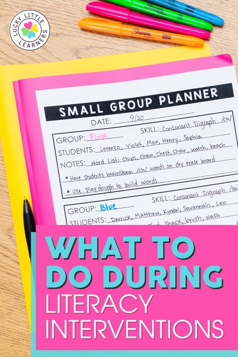 So you've pinpointed the literacy skill(s) your students need more help with, and you've carved out time for literacy interventions in your schedule. But what should you be doing with students to make the biggest impact on closing their gaps in literacy? Here are our recommendations for what to do during your intervention lessons to ensure your students meet their literacy goals this year. Intervention Specialist Classroom, Reading Intervention Lesson Plans, Small Group Intervention Organization, Tier 1 Intervention Strategies, Leveled Literacy Intervention, Reading Intervention Classroom, Words To Spell, Reading Interventionist, Multisensory Phonics