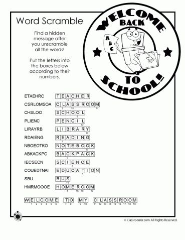 Back to School Word Scramble Answer Key Word Scramble With Answers, Phonics Reading Passages, Back To School Worksheets, Scramble Words, Class Games, Word Scramble, Phonics Reading, School Worksheets, Reading Passages