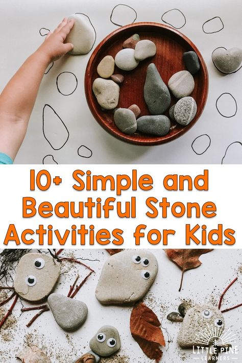 10+ Simple and Beautiful Stone Activities for Kids • Little Pine Learners Rock Activities For Kids, Rock Activities, Outdoor Nature Activities, Forest School Activities, Nature School, Theme Nature, Calming Activities, Forest School, Outdoor Learning