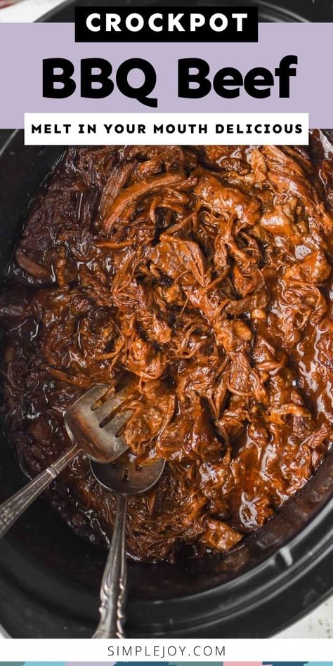 The flavor of this BBQ Beef recipe is absolutely perfect. My mom's recipe for Crockpot BBQ Beef will become a family favorite for you too. Crockpot Bbq Beef Roast, Bbq Arm Roast Crockpot, Bbq Beef Crockpot Easy, Chuck Roast Crock Pot Recipes Bbq Pulled Beef, Bbq Pulled Beef Crockpot, Bbq Beef Sandwiches Crockpot, Instant Pot Bbq Beef Sandwiches, Chuck Roast Bbq Slow Cooker, Barbeque Beef Crockpot