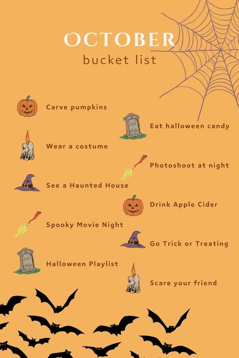 #fall #october #bucketlist #halloween #spooky #familyfun #costume Vlogtober Video Ideas, October Bucket List, Halloween Playlist, Youtube Halloween, October Ideas, Activities For All Ages, Youtube Ideas, Channel Ideas, Spooky Movies