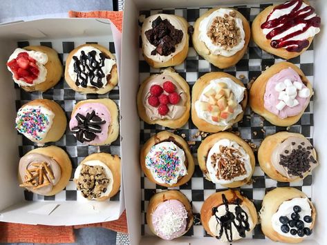 Gourmet cinnamon roll shop Cinnaholic to open in Wilmington - WWAY TV Creative Cinnamon Rolls, Individual Cinnamon Rolls Packaging, Decorated Cinnamon Rolls, Cinnamon Rolls Topping Ideas, Cinnamon Rolls Packaging Gift Ideas, Cinnamon Rolls Packaging Ideas, Cinnamon Roll Packaging, Cinnamon Rolls Gourmet, Packaging Cinnamon Rolls For Bake Sale