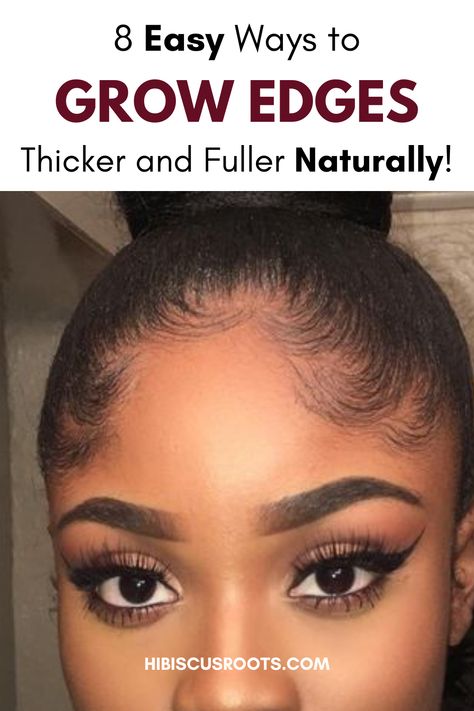 Read this article for top tips on how to regrow thinning edges back fast! How to care for your edges and hairline. How to grow your edges thinner. and how to get thicker, fuller edges and baby hairs on your natural hair! All while using natural and ayurvedic methods! #edges #babyhair #sleekedges #edgeshairstyles Edges On Natural Hair, Grow Baby Hair, Grow Hair Overnight, Grow Edges, Grow Hair Back, Hair Growth Methods, Thinning Edges, Thicker Stronger Hair, Back Edges