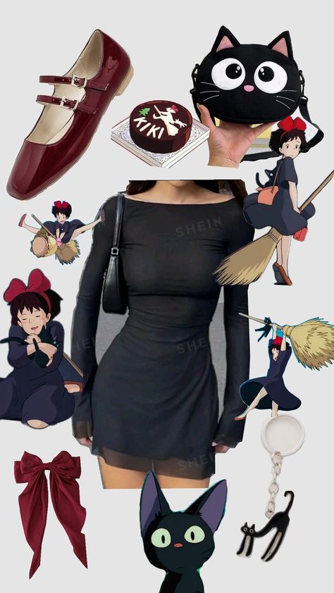 kiki's delivery service costume Kiki’s Delivery Service Costume Ideas, Kiki's Delivery Service Halloween Costumes, Kiki Delivery Service Costume, Yellow Dress Halloween Costume, Kiki’s Delivery Service Costume, Kiki's Delivery Service Outfit, Club Costumes Halloween, Studio Ghibli Costume Ideas, Niche Costumes Halloween