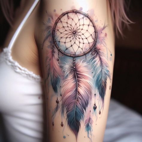 Dreamcatcher Tattoo Design, Hand Tattoos Ideas, Tattoos For Dad Memorial, Watercolor Tattoo Ideas, Dream Catcher Tattoo Design, Mommy Things, Native Tattoos, Hidden Tattoos, Dream Catcher Tattoo