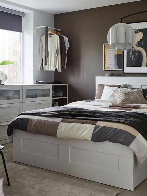 A gallery of bedroom inspiration - IKEA Small Bedroom Ikea Ideas, Brimnes Bedroom Ideas, Brimnes Bedroom, Ikea Furniture Bedroom, Bedroom Inspirations Ikea, Ikea Brimnes Bed, Brimnes Ikea, Ikea Brimnes Wardrobe, Ikea Bedrooms