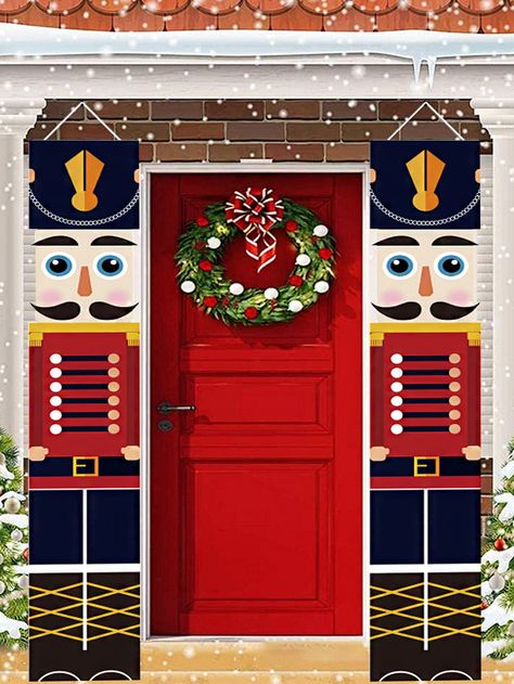 Christmas Toy Soldiers, Christmas Sides, Nutcracker Decor, Nutcracker Christmas Decorations, Nutcracker Soldier, Christmas Flag, Christmas Porch Decor, Hanging Banner, Christmas Porch