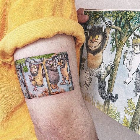 Cheeky Pop Culture Tattoos Combine Fandoms and Fine Art Wild Things Are Tattoo, Fandom Tattoos, Optical Illusion Tattoo, History Tattoos, Literary Tattoos, Epic Tattoo, Red Tattoos, Wall E, Tattoo Sleeve