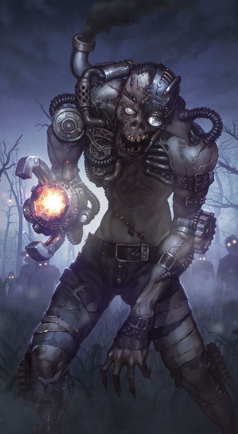 Steampunk Zombie, Han Park on ArtStation at https://www.artstation.com/artwork/lVGG35 Steampunk Zombie, Park Concept, Victorian Theme, Steampunk Character, Arte Zombie, Steampunk Artwork, Steampunk Aesthetic, Zombie Monster, Gear Clock