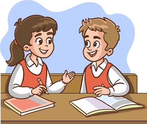 Student Thinking Cartoon, Student Pictures In Classroom, Pictures Of People To Draw, People Talking Drawing, School Students Drawing, Students Illustration, Talking Illustration, Cartoon Talking, Student Animation