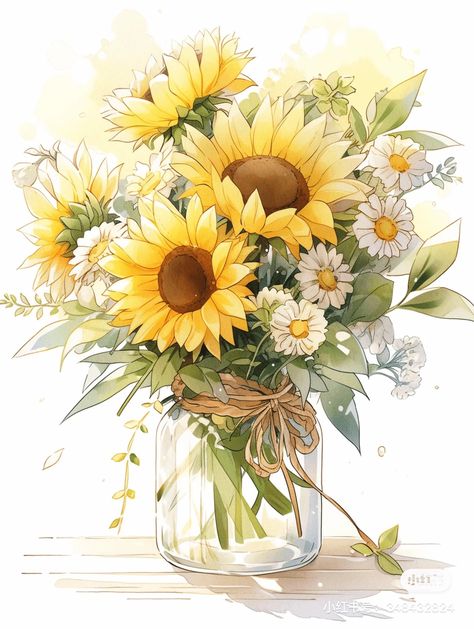 Bday Wishes, Gems Art, Watercolor Flower Art, Diamond Painting Kits, Sunflower Art, Art Kits, Kpop Fanart, Art Kit, Flower Images