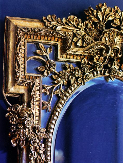 Ravenclaw Aesthetic, Gilded Mirror, Royal Blue And Gold, Gold Aesthetic, Beautiful Mirrors, Blue Mirrors, The Frame, Navy Gold, Blue And Gold