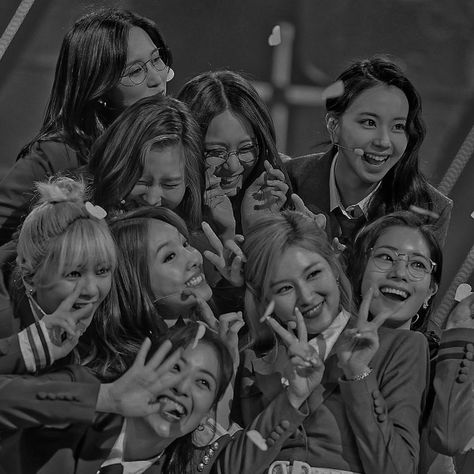 Twice Group, Twice Album, Pop Queen, Black And White Theme, Gray Aesthetic, Twice Kpop, Iconic Photos, Group Photos, Kpop Aesthetic