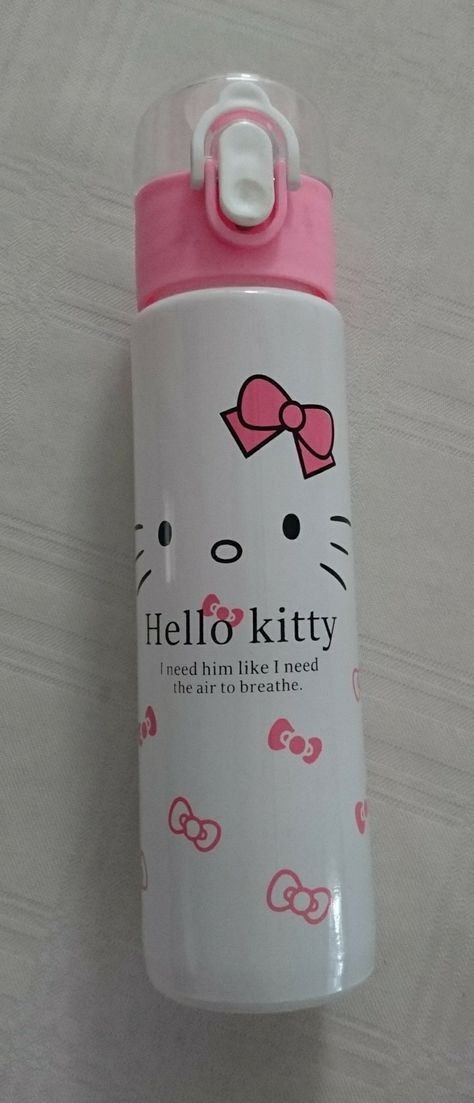 Hello Kitty Water Bottle Aesthetic, Hello Kitty Bottle, Coquette School, Hello Kitty Water Bottle, Shuffle Board, Sanrio Aesthetic, Hello Kitt, Cute Water Bottles, Hello Kit