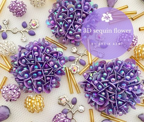 Bead Sequin Embroidery, Sequin Embroidery Designs, Tambour Beading, Sequin Flower, Hand Beaded Embroidery, Diy Bead Embroidery, Beadwork Embroidery, Bead Embroidery Tutorial, Hand Embroidery Patterns Flowers