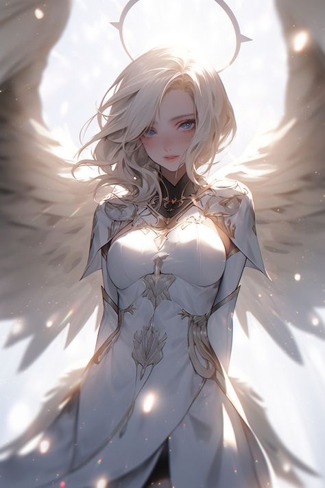 Ice Warrior Art, Female Aasimar Art, Divine Soul Sorcerer Aasimar, Female Angel Art, Dnd Aasimar Female, Dnd Angel, Aasimar Warlock, Light Mage, Aasimar Female