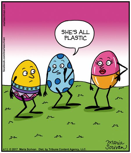 She's all plastic ~ Easter eggs | Half Full (2017-04-13) via GoComics Easter Humor Inappropriate, Spring Humor, Funny Easter Jokes, Easter Memes, Holiday Meme, Easter Jokes, Easter Funny, Holiday Jokes, Spring Funny