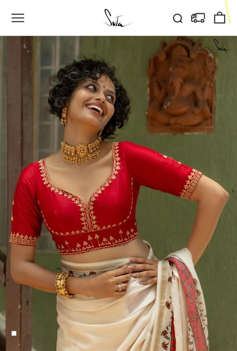 Trendy Blouse Design, Net Saree Blouse Designs, Net Saree Blouse, Sari For Women, Brocade Blouse Designs, Onam Outfits, Blouse Sari, Diwali Outfits, Cotton Saree Blouse Designs