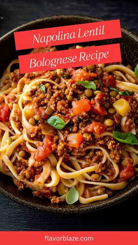 Napolina Lentil Bolognese Recipe – Flavor Blaze Indian Lentils, Lentil Bolognese, Canned Lentils, Pasta Varieties, Lentil Pasta, Bolognese Recipe, Light Salad, Bolognese Sauce, Green Lentils