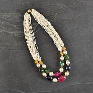 Mala | Sterling NYC Iinc. Presents TIRAA by Tibarumal Jewels, Designer Jewellery by Pankaj Gupta Mala Design Jewellery, Mala Design, Beaded Wedding Jewelry, Simple Beaded Necklaces, Jewelry Necklace Simple, Neck Pieces Jewelry, Stone Bead Jewelry, Pearl Jewelry Design, Beaded Jewelry Necklaces