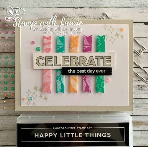 Best Day Ever Card - Stamp With Laurie Paper Card Design, Center Step Cards, Diy Projects For Beginners, Step Cards, Christmas Tree Cards, Pink Cards, Card Making Inspiration, Paper Crafts Cards, Card Designs