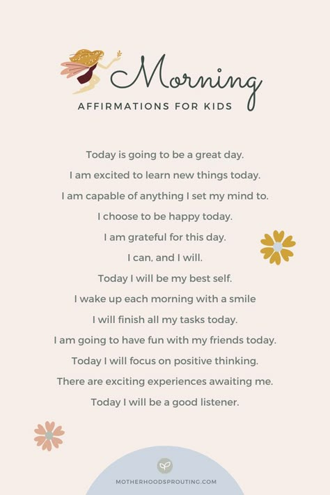 We’ve got you covered if you’re looking for positive affirmations for kids to use every day! Check out these morning affimrations for kids to boost self-esteem. Morning Affirmations For Kids, Kids Positive Affirmations, Affirmation For Kids, Positive Affirmations For Kids, Positive Parenting Solutions, Parenting Knowledge, Parenting Solutions, Affirmations For Kids, Prayers For Children