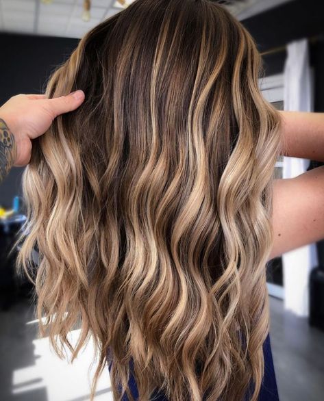 Balayage | Extensions | CO on Instagram: “🍂 Serving up some of my favorite fallayage Featuring @Joico Lumishine Liquid Demi-Permanent Formula: 8NW + 8NG + 9NV + 9NWB on the ends…” Brown Hair With Blonde Lowlights, Brown Hair Color With Blonde Highlights, Balyage Long Hair, Balayage Extensions, Fire Hair, Brown Hair Inspo, Brunette Hair With Highlights, Brown Hair With Blonde Highlights, Brown Hair Balayage