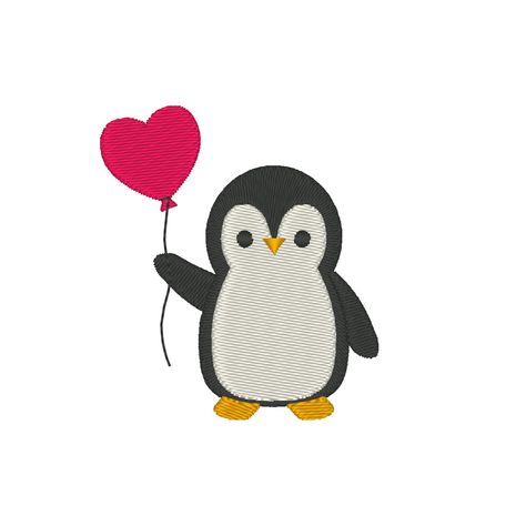 Penguin Embroidery, Valentines Day Embroidery, Design Valentines Day, Valentine Cupid, Canvas Art Projects, Penguin Love, Cute Embroidery, Embroidery Software, Star Stitch