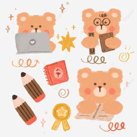 Korean Bear Stickers, Cute Korean Bear, Korean Bear, Bear Kawaii, Sticker Clipart, Sticker Decoration, Bear Clipart, Stickers Kawaii, Cute Clipart