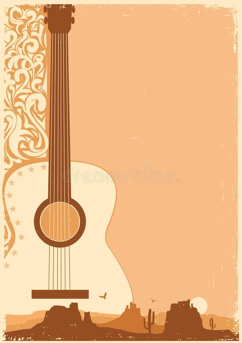 Country Music Poster, Old Paper Texture, Country Fest, Guitar Poster, Old Country Music, Text Illustration, Guitar Posters, Country Music Festival, Music Festival Poster