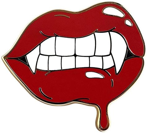 Amazon.com: Pinsanity Red Vampire Lips and Fangs Enamel Lapel Pin: Clothing Red Vampire, Vampire Drawings, Tattoo Graffiti, Vampire Lips, Vampire Fangs, Vampire Art, Novelty Buttons, Lips Drawing, Halloween Drawings