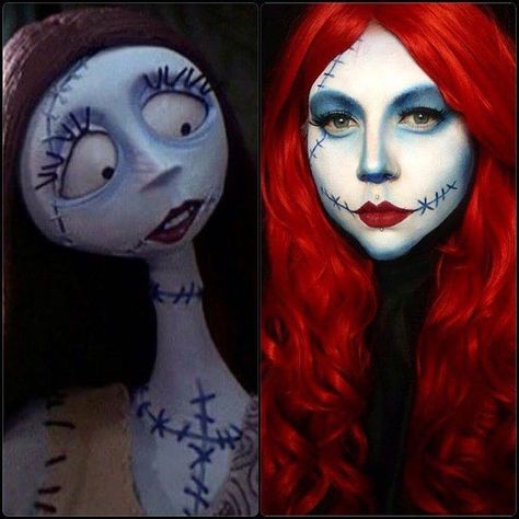 ♥ Nightmare Before Christmas/Sally makeup inspiration ♥ Created using Sugarpill Cosmetics. www.beserk.com.au/sugarpill #nightmarebeforechristmas #nbc #sally #timburton #beserk #makeup #makeuplove #beauty #halloween Created by: Vanity Venom Sally Makeup, Christmas Makeup Tutorial, Nightmare Before Christmas Costume, Xmas Makeup, Sally Costume, Sally Skellington, Nightmare Before Christmas Sally, Christmas Makeup Look, Sally Nightmare