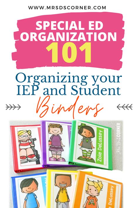 Organizing your IEP and Student Binders 101 - Sharing tips and tricks for how to organize your IEP paperwork and Student IEP work samples, data collection, and more! Special Education Organization, Student Binders, Classroom Schedule, Education Tips, Special Ed Teacher, Iep Goals, Adapted Books, First Year Teachers, Teaching Inspiration