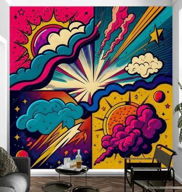 Got Murals? Custom Wall Mural Wallpaper Peel And Stick Pop Art Mural Wall, Retro Mural Wall Art, Easy Pop Art Drawings, Video Game Mural, Gamer Mural, Comic Mural, Trippy Wall Paintings, Trippy Wall Mural, Easy Pop Art