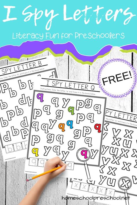 Download this free set of I Spy Letters alphabet worksheets. They will make a great addition to your preschool literacy centers. #ispyprintablesfree #ispyactivities #literacyfun #homeschoolprek Preschool Literacy Centers, Alphabet Centers, Literacy Centers Kindergarten, Alphabet Kindergarten, Kindergarten Centers, Preschool Literacy, Alphabet Crafts, Letters Alphabet, Preschool Letters