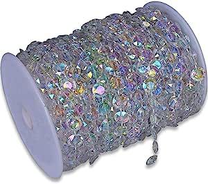 SKY CANDYBAR 99FT DIY Garland Diamond Acrylic Crystal Beads Strand Shimmer Wedding Decorations Party Decoration Crafting Projects (Iridescent) Arabian Costume, Crystal Garland, Christmas Tree Garland, Diy Garland, Beaded Curtains, Garland Wedding, Wedding Party Decorations, Beaded Trim, Beaded Garland