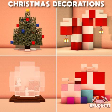 Minecraft Candy Cane, Bench Minecraft, Minecraft Holiday, Minecraft Christmas Tree, Case Minecraft, Minecraft Decoration, Rumah Minecraft Sederhana, Minecraft Banner Designs, Bangunan Minecraft