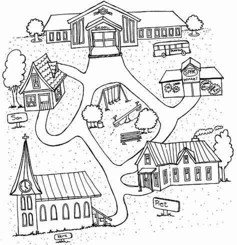 How To Draw A Village On A Map, Ideal Community Drawing Easy, Own Map Drawing, Community Drawing Ideas, How To Draw A Village, Community Drawing Sketch, Village Map Drawing, Community Drawing Easy, Town Drawing Easy