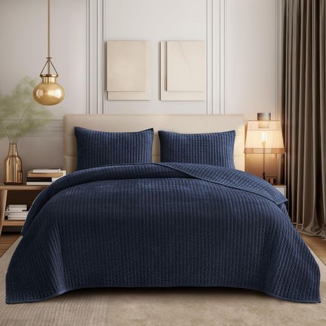 Amazon.com: SHALALA Velvet Quilt Queen Size,Striped Bedding Set,Lightweight Velvet Comforter,Luxurious Suede Bedspread and Coverlet with Soft Brushed Microfiber Back for All Season(Light Taupe,Full/Queen) : Home & Kitchen King Bedding Sets Blue, Navy And Beige Queen Bedding, King Bedding Sets Master Bedrooms Walmart, Bed Sheets For Men Color Schemes, Navy Blue Bedding With Gold Accents, Navy Blue And Beige Bed, Navy Grey Brass Bedroom, King Size Bedding Sets Modern, Bedding For Navy Accent Wall